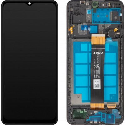 Display cu Touchscreen MP compatibil cu Samsung Galaxy A12 Nacho A127, cu Rama, Negru foto