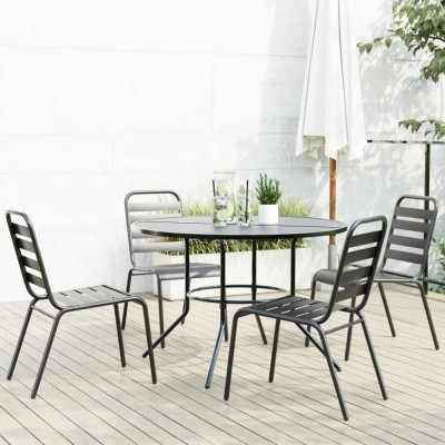 vidaXL Set scaune de grădină stivuibile, 5 buc., antracit, oțel vopsit 3283766 foto
