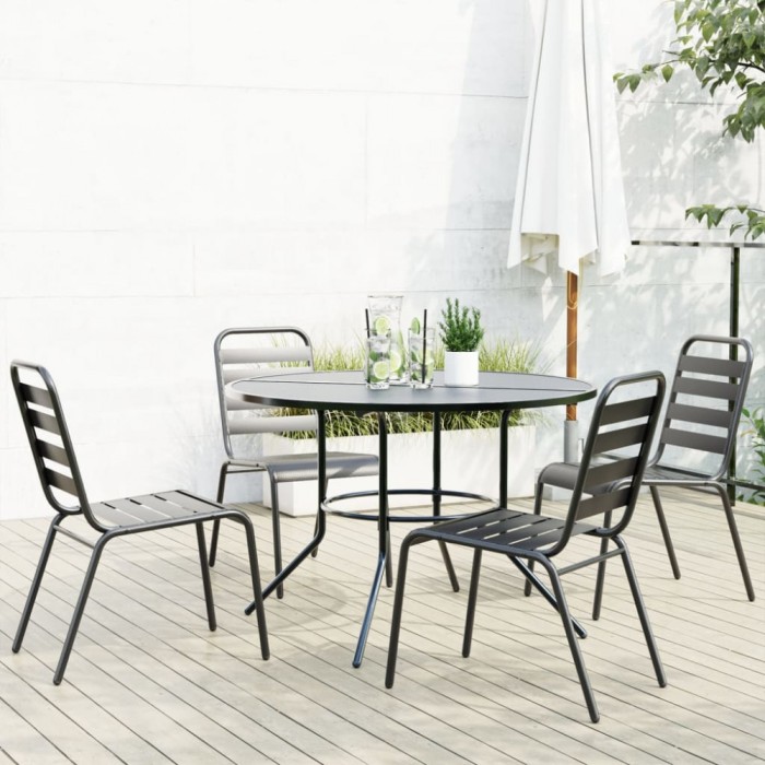 vidaXL Set scaune de grădină stivuibile, 5 buc., antracit, oțel vopsit 3283766