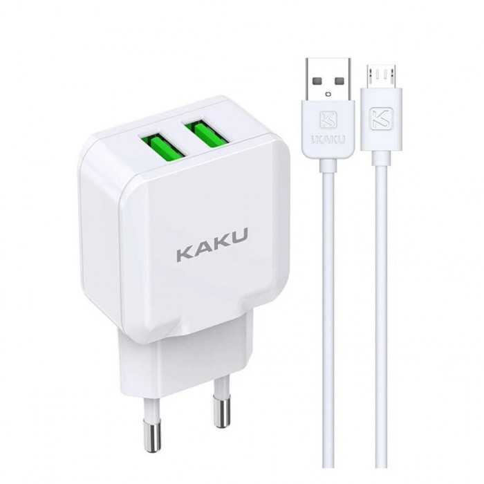 Incarcator Retea Kakusiga KSC-414 10W 2.4A 2xUSB-A cu cablu tip Lightning, Alb