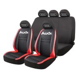 Set Huse Scaune Universale HLX5 Compatibile cu Audi &ndash; Negru/Rosu