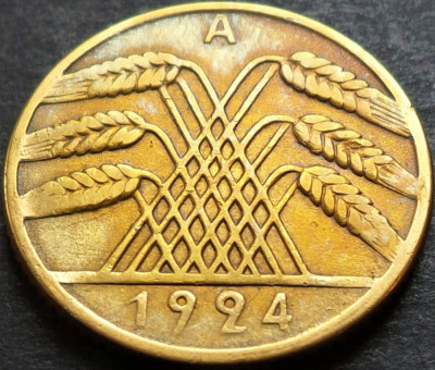 Moneda istorica 10 RENTENPFENNIG - GERMANIA, anul 1924 * cod 4656 - Litera A foto