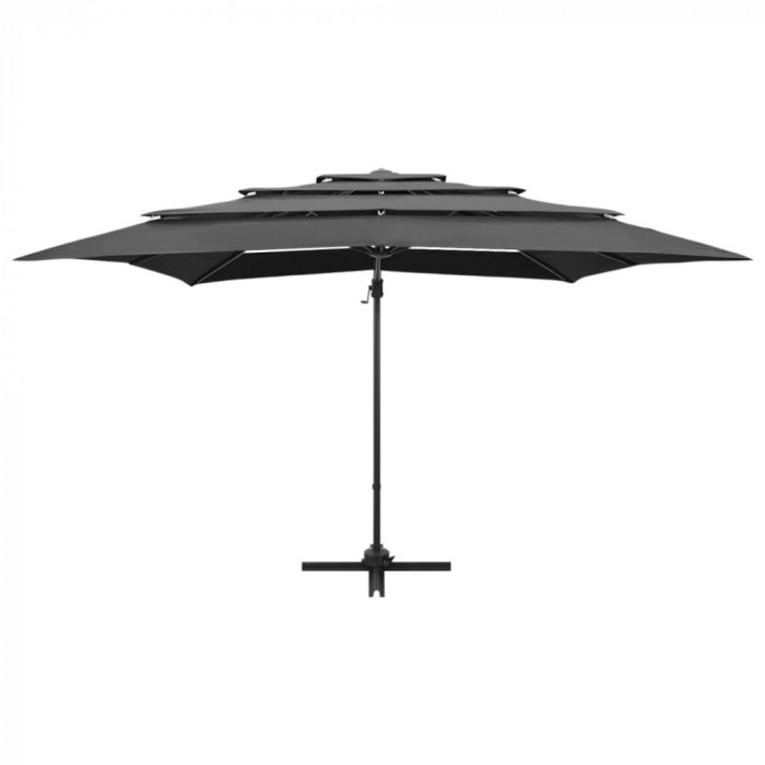 Umbrela de soare 4 niveluri, stalp aluminiu antracit 250x250 cm GartenMobel Dekor