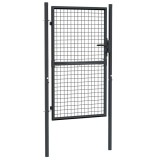 vidaXL Poartă de grădină din plasă, gri, 100x200 cm, oțel galvanizat