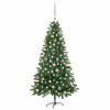 Brad Crăciun pre-iluminat artificial set globuri, verde, 180 cm