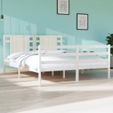 VidaXL Cadru pat 5FT King Size, alb, 150x200 cm, lemn masiv de pin