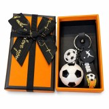 Breloc Chei, Flippy, Model Minge de Fotbal,Pandantiv Minge, Cupa Mondiala, Accesoriu Pentru Chei si Rucsac, Cutie Cadou, Material Acril, 50 g, Alb/Neg