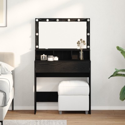 vidaXL Masă de Machiaj Stejar negru 80 x 41 x 134.5 cm Lemn compozit foto