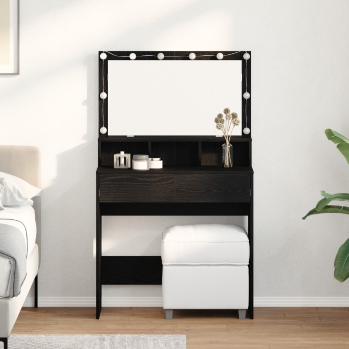 vidaXL Masă de Machiaj Stejar negru 80 x 41 x 134.5 cm Lemn compozit