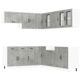 Cumpara ieftin Set dulapuri de bucatarie 11 piese &bdquo;Lucca&rdquo; gri beton Lemn