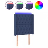 Cumpara ieftin Tablie de pat cu LED, albastru, 83x16x118/128 cm, textil