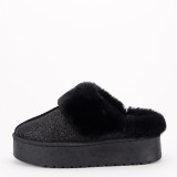 Papuci imblaniti negri cu sclipici HY88-59 114, 37, 38, 40, 41, Negru