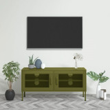 Comoda TV, verde masliniu, 105x35x50 cm, otel