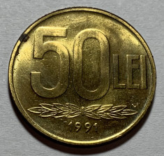 50 Lei 1991 Romania UNC, Luciu de batere foto