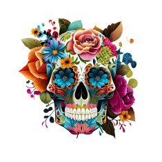 Sticker decorativ, Sugar Skull, Multicolor, 64 cm, 1201STK-3