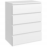 HOMCOM Comodă cu 4 Sertare, Organizator de Depozitare cu Ghidaje Metalice și M&acirc;nere cu Caneluri, 60x40x80 cm, Alb | Aosom Romania