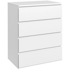 HOMCOM Comodă cu 4 Sertare, Organizator de Depozitare cu Ghidaje Metalice și M&acirc;nere cu Caneluri, 60x40x80 cm, Alb | Aosom Romania