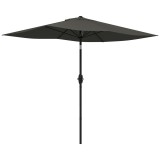 Outsunny Umbrelă de Soare Dreptunghiulară, Umbrelă pentru terasă cu &icirc;nclinare și deschidere cu manivelă, 300x200x248 cm, Gri | Aosom Romania