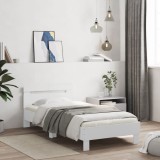 VidaXL Cadru de pat cu tăblie, alb, 100x200 cm, lemn prelucrat