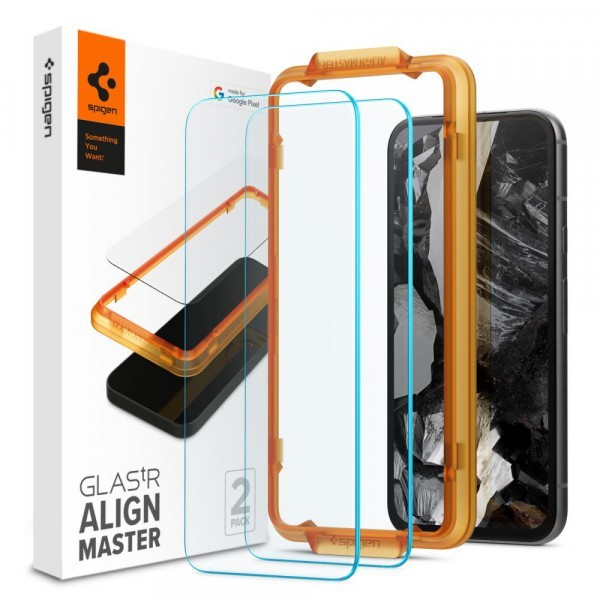 Folie de protectie Ecran Spigen GlastR Align Master pentru Google Pixel 8a, Sticla Securizata, Full Glue, Set 2 bucati