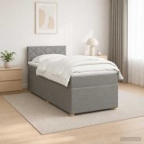 Cumpara ieftin Pat boxspring cu saltea Gri deschis 90 x 190 cm Tesatura