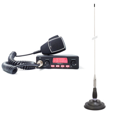 Pachet statie radio CB TTi TCB-550 EVO, VOX, Scan, ecran multicolor, 12-24V si antena PNI ML100 cu magnet, 100 cm, 26-30MHz, 250W foto