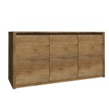 Cumpara ieftin Comoda cu 3 usi din mdf maro stejar lefkas inchis Montana 130x43x80 cm