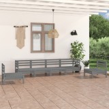 Cumpara ieftin Set mobilier de grădină, 6 piese, gri, lemn masiv de pin