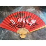 Evantai mare perete Feng Shui rosu, cocori 90 cm x 160 cm