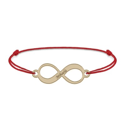Saray - Bratara personalizata snur si infinit cu nume din Aur 14 karate - 0,14 grame,15 x 5.3 mm foto