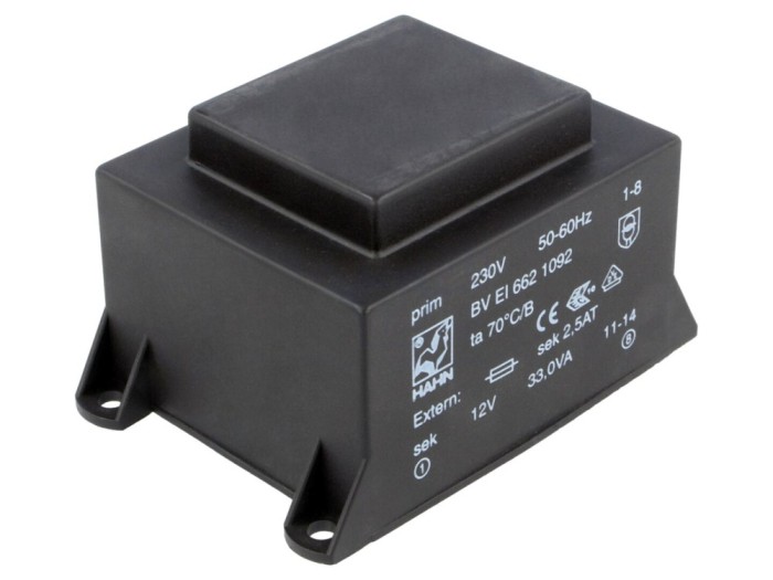 Transformator &icirc;ncapsulat 33VA 12V 2,75A PCB