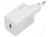 Alimentator BASEUS 30W 5-20V DC USB-C alb, &icirc;ncărcare rapidă PD 3.0