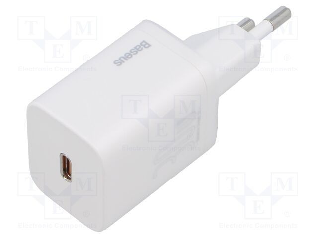 Alimentator BASEUS 30W 5-20V DC USB-C alb, &icirc;ncărcare rapidă PD 3.0
