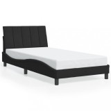 Gossi cadru de pat cu tablie, negru, 100x200 cm, catifea