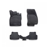 Covorase Auto Tip Tavita Cauciuc ALM Seat Ateca 2016-2024, Negre, Set Fata + Spate, Fixare Clipsuri/Scai, Margine Inalta