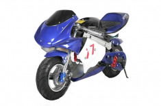 Mini Motocicleta electrica pentru copii NITRO Eco Pocket Bike 800W #Albastru foto