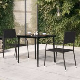 Masă Bucătărie Grădină vidaXL Negru 80x80x74cm Oțel Sticlă
