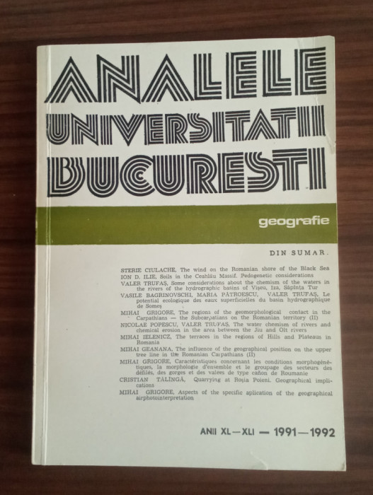 Analele universității București - Geografie 1991-1992