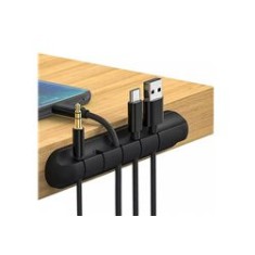 Organizator cabluri, 5 compartimente, silicon, negru, 9.5x2 cm