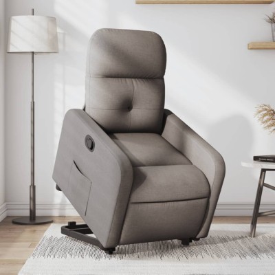 vidaXL Fotoliu rabatabil cu ridicare pe verticală, gri taupe, textil 3206802 foto