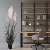 Planta artificiala decorativa din iarba si stuf, 240 cm, 5 fire, verde-gri