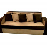 Canapea Fixa Ruba, 3 locuri, 195x83x85cm, Amore 25 Beige &amp; 84 Dark Brown, Glasspandoor