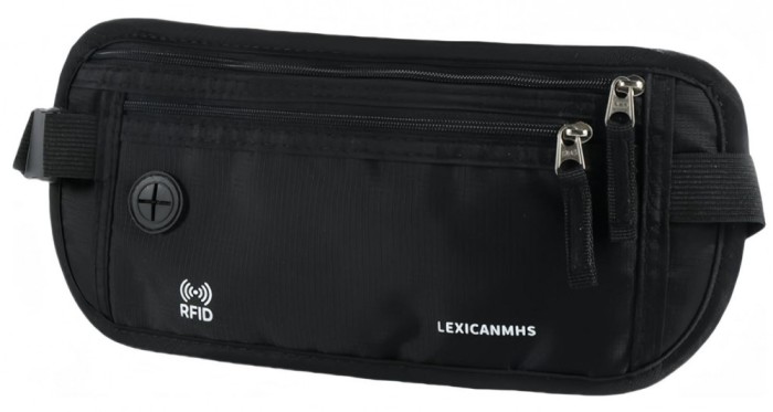 Borseta antifurt LEXICANMHS, reglabila, negru - RESIGILAT