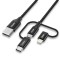 Choetech 3in1 cablu MFI USB - USB tip C / micro USB / Lightning (&icirc;ncărcare 3A / transfer de date 480 Mbps) 1,2 m, negru (IP0030-BK)