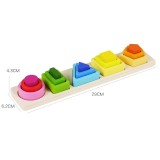 Jucarie Montessori din Lemn, Flippy, Tip Puzzle, cu 5 Forme Asimetrice, 15 Piese, Educativa, Interactiva, Creativa, Materiale Non Toxice, +2 Ani, Mult