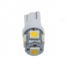 Bec pozitie T10 5 led SMD 5050 lumina alba 12V (pret/set) TerraCars foto