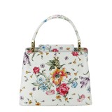 Cumpara ieftin Geanta din piele natural cu imprimeu floral 8950 120 Alb