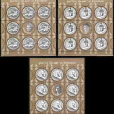 ROMANIA 2004-Lp 1670b-Sportivii de aur ai Romaniei-set de 3 coli de 8 timbre