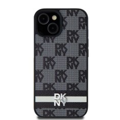 Husa Samsung Galaxy S24 Plus - DKNY Leather Checkered Mono Pattern &amp; Printed Stripes (DKHCS24MPCPTSSK) - Black