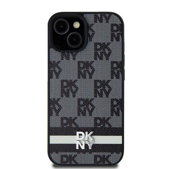 Husa Samsung Galaxy S24 Plus - DKNY Leather Checkered Mono Pattern &amp; Printed Stripes (DKHCS24MPCPTSSK) - Black